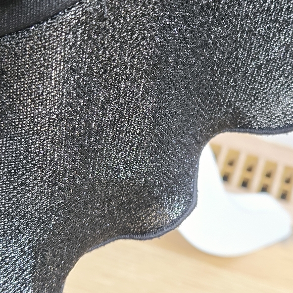 🎄 Arianna by Rachel Kaye EUC One Shoulder shimmery Dress 12 Black slant hem - Picture 8 of 16